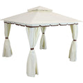 Cream 10' x 10' Gazebo with Screens and Privacy Walls I294936
