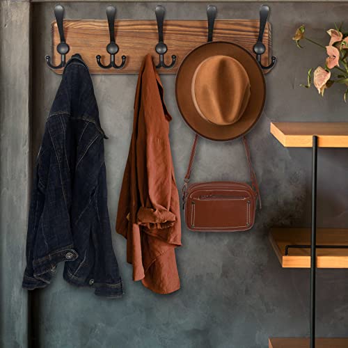 Black 2 Packs Wall Mounted Coat Rack with 5 Triple Hooks V323