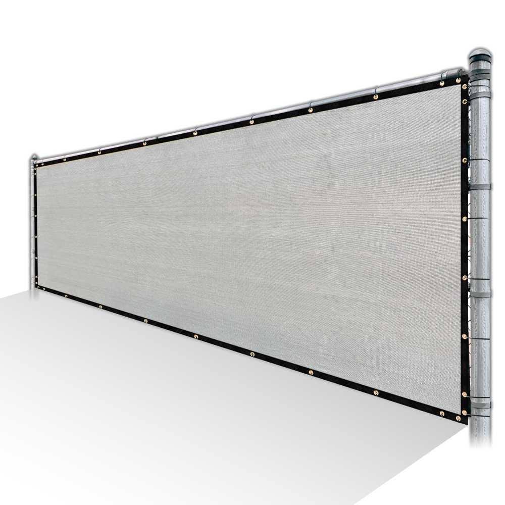 Grey Privacy Fence Screen HDPE Mesh Windscreen with Reinforced Grommets M6498