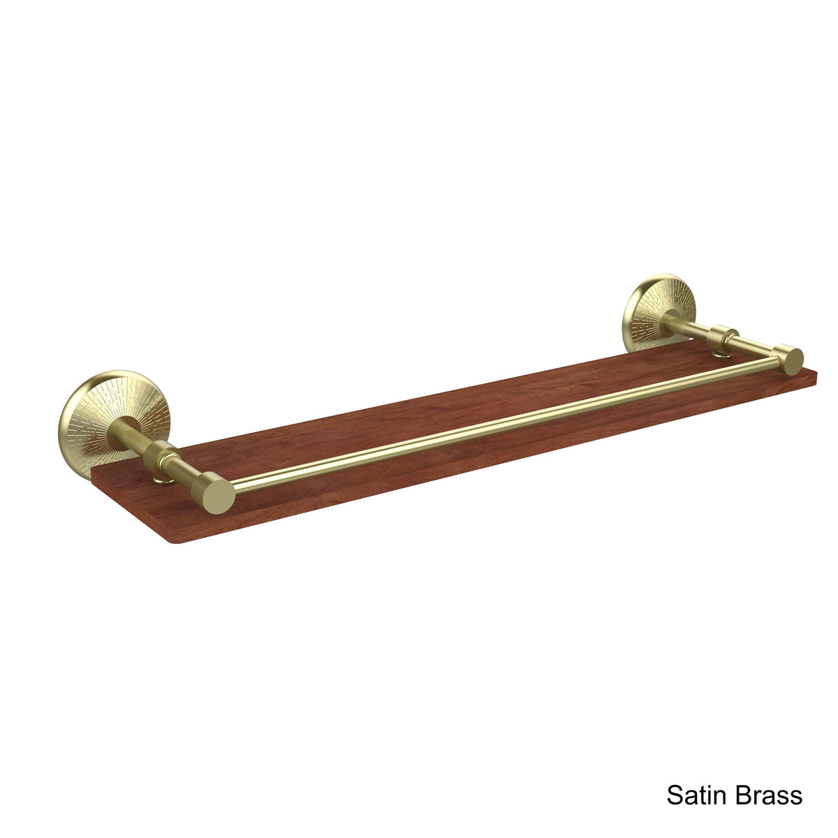 22 in. Solid Ironwood Shelf with Gallery Rail Satin Chrome H90988
