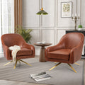 Brown Faux Leather 2-Piece Swivel Accent Chair Set E251819