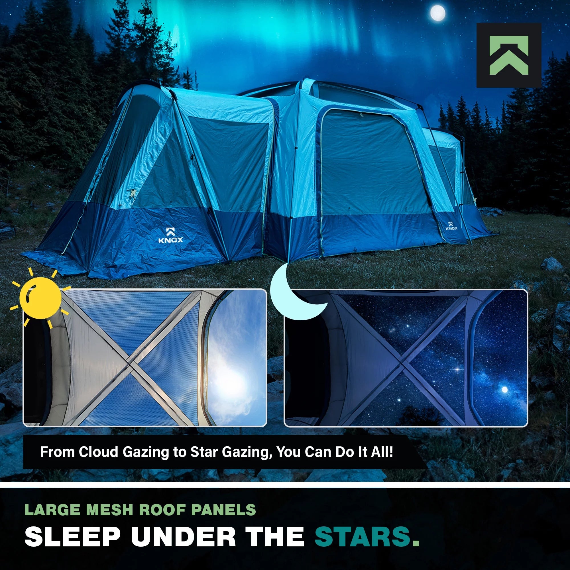 10'x10' Car Camping Tent with 2 Screen Rooms Rainfly V2570