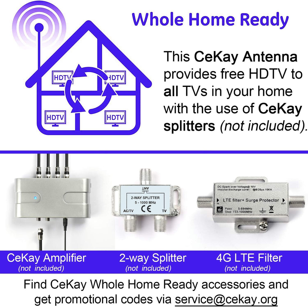 Digital HD TV Antenna, Outdoor Attic Antenna, 360 Degree Rotation Wireless Remote, 200 Miles Range, 4K 1080P VHF UHF I2360