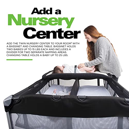 Large Portable Playpen with Mesh Windows and Waterproof Mattress Sheet (Charcoal) V444
