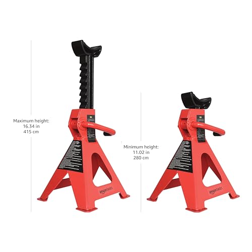 Steel Jack Auto Stands, 3 Ton Capacity, 1 Pair, Black and Red I3055