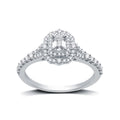 Emerald Shape Solitaire Halo Engagement Ring in Sterling Silver N5518