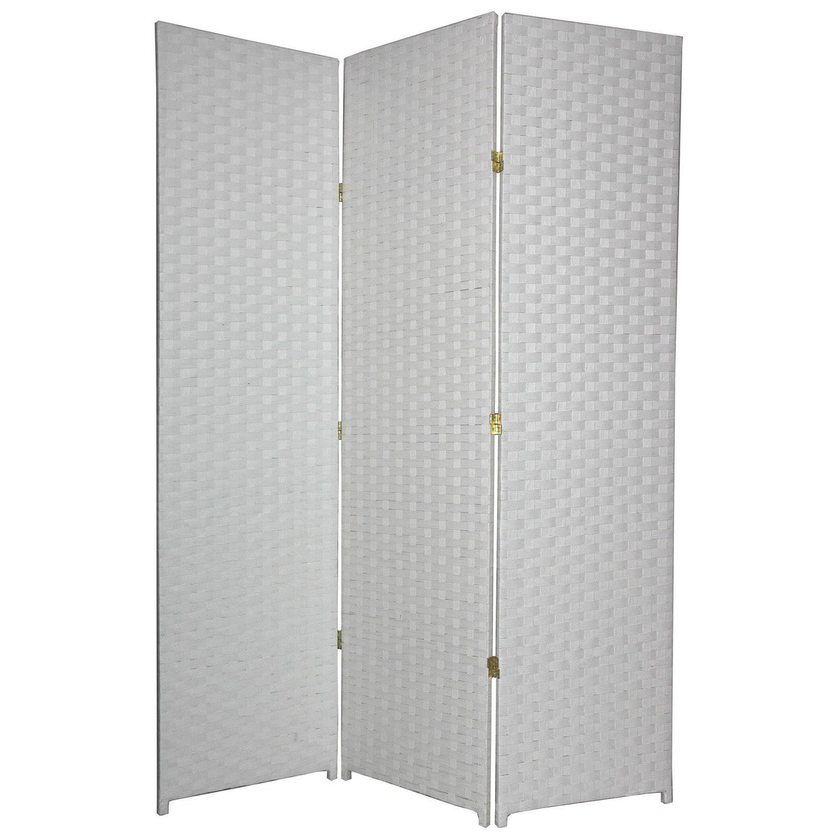 White 4 Panel Woven Fiber Room Divider E321