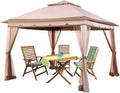 11x11 Pop up Gazebo with Mosquito Netting Waterproof Metal Frame C66308
