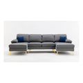 Gray Fabric Linen Blend Sectional Sofa with Chaise J728697