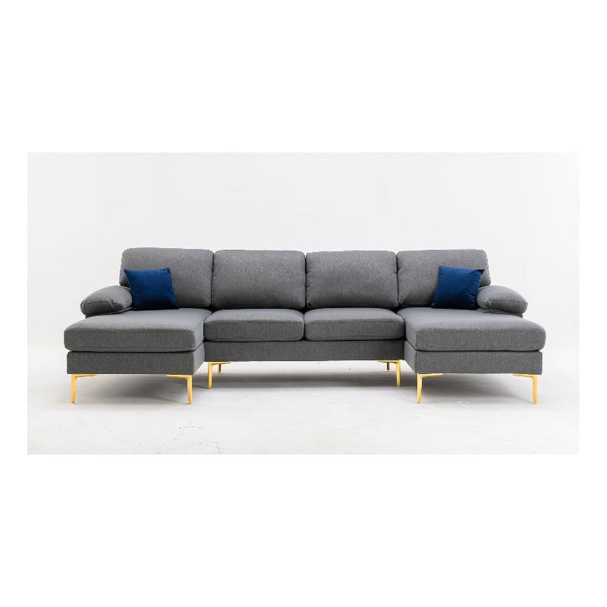 Gray Fabric Linen Blend Sectional Sofa with Chaise J728697