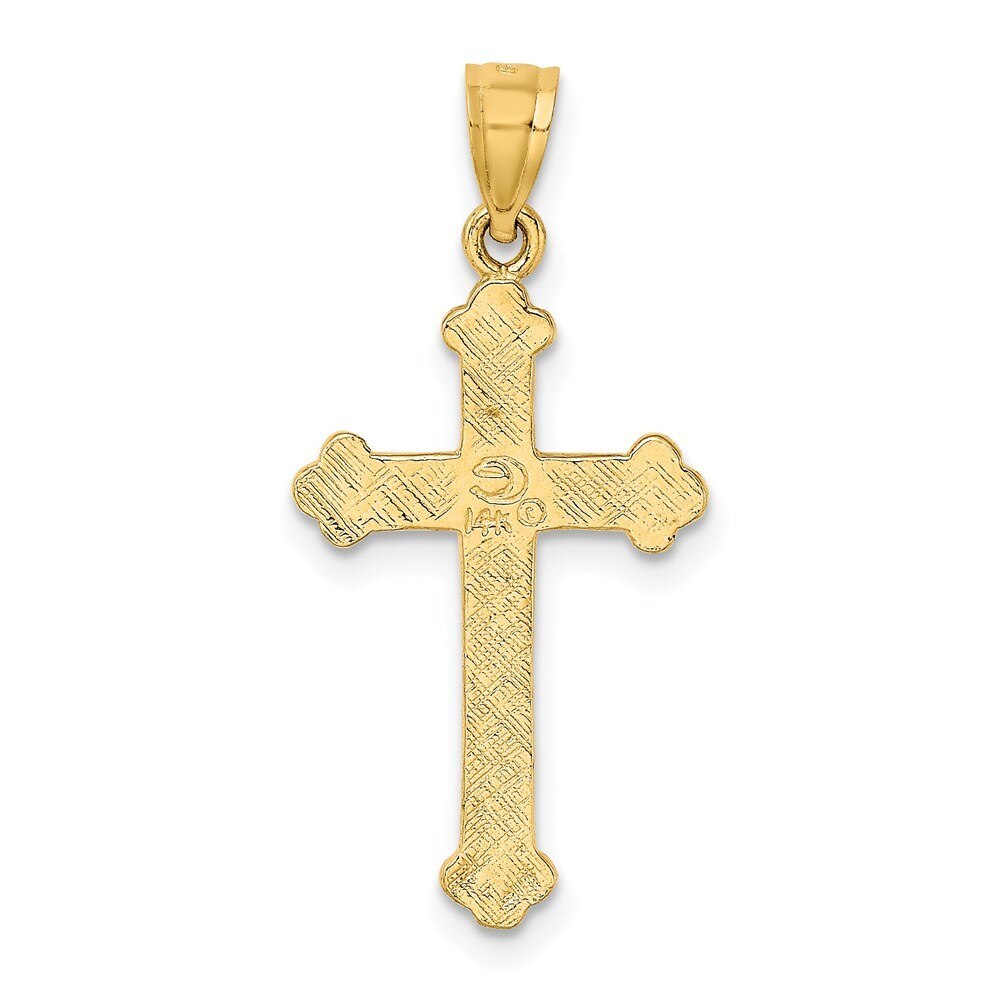 14k Yellow Gold Polished Engraved Solid Cross Pendant N580566