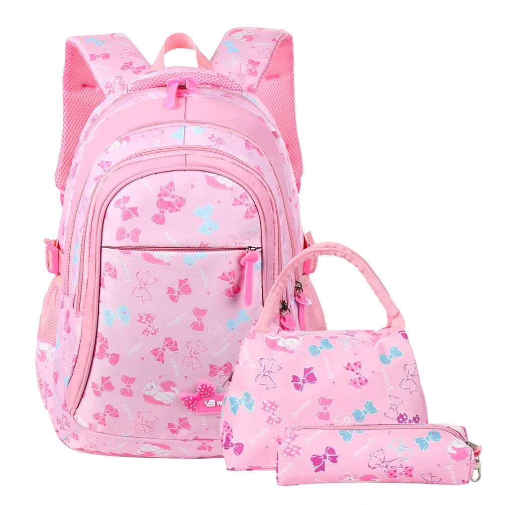 Pink School Backpack with Lunch Bag and Pencil Case Q74826