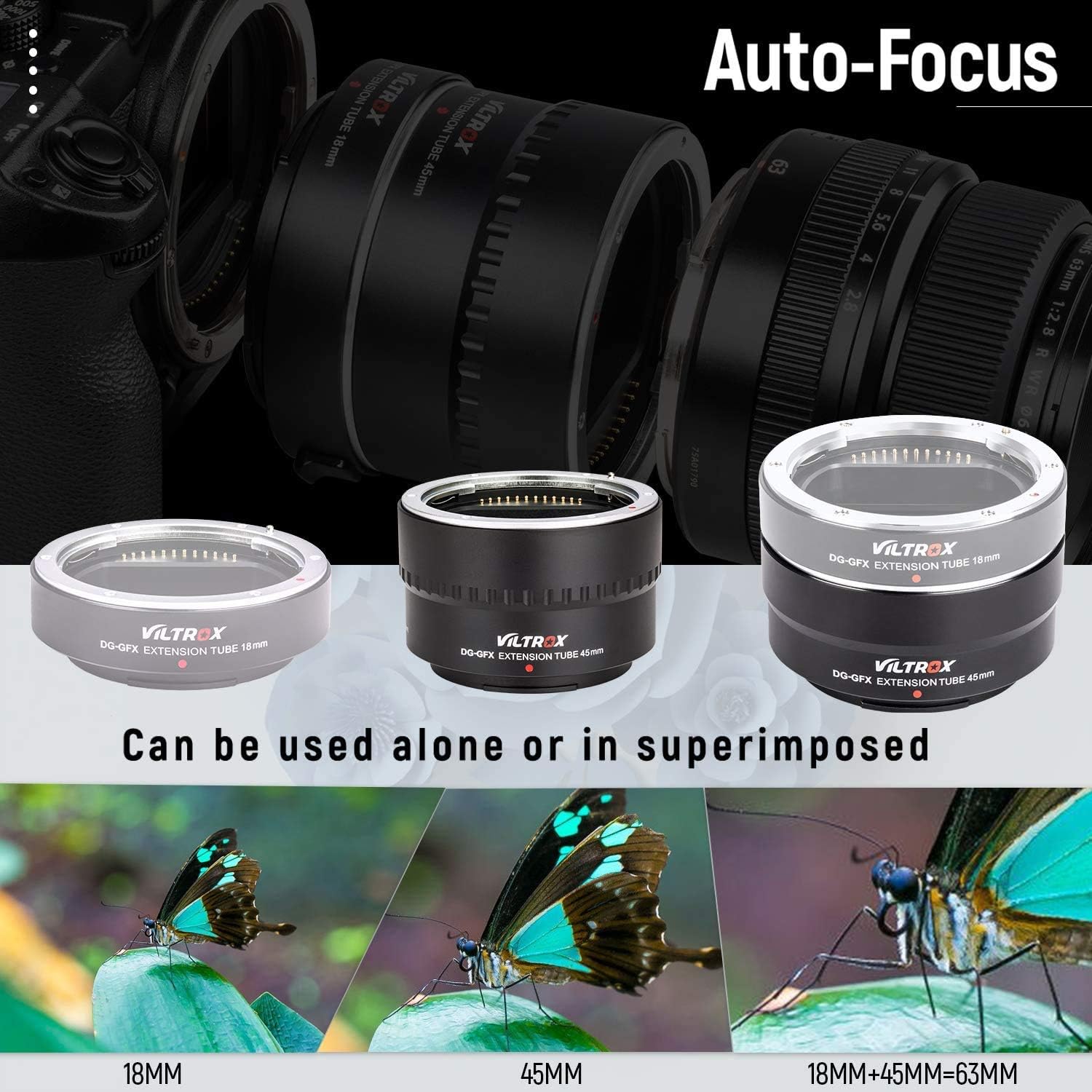 Macro Lens Extension Tube 45mm Auto-Focus Adapter Ring for Fuji G-Mount Medium Format Camera M78098