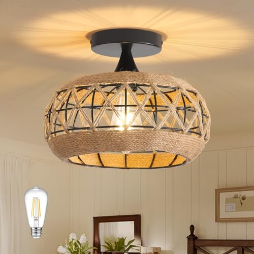 13" Flush Mount Natural Capiz Shell Ceiling Light 3 Light Mini Chandelier Gold Crystal R632963