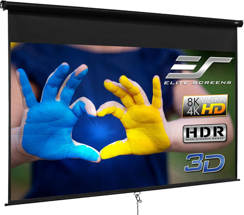 100-INCH Manual Pull Down Projector Screen 16:9 4K 8K 3D Ultra HDR HD Ready D219