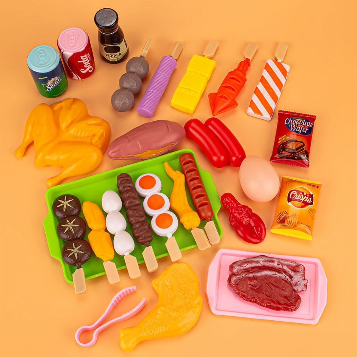 80PCS Simulation Kitchen Toys Cookware BBQ Pretend Cooking Play Miniature Food Kids Barbecue Set Educational Toy 27pcs S518