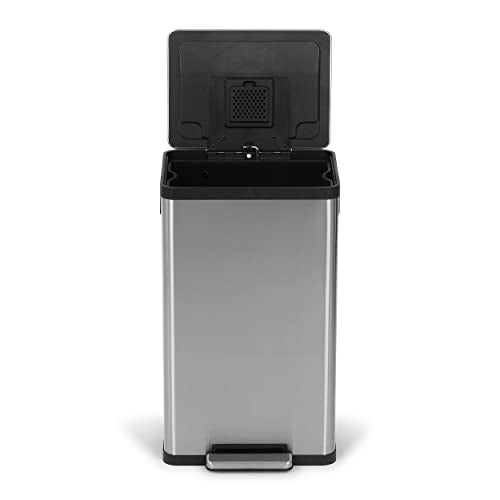 50 Liter 13.2 Gallon Soft-Close Smudge Resistant Stainless Steel Trash Can with Foot Pedal Q112