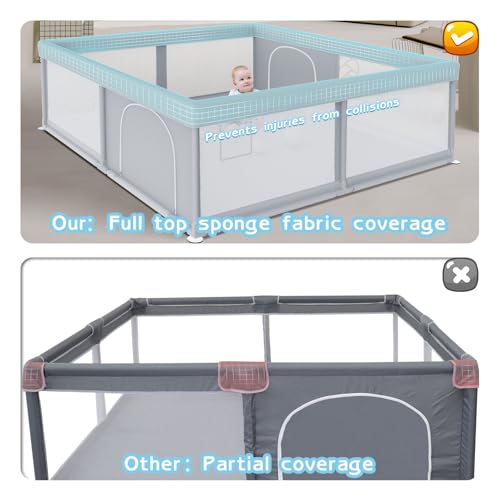 Large Baby Playpen 79x79 Inch Extra Large Kids Activity Center with Zipper Gates U44276