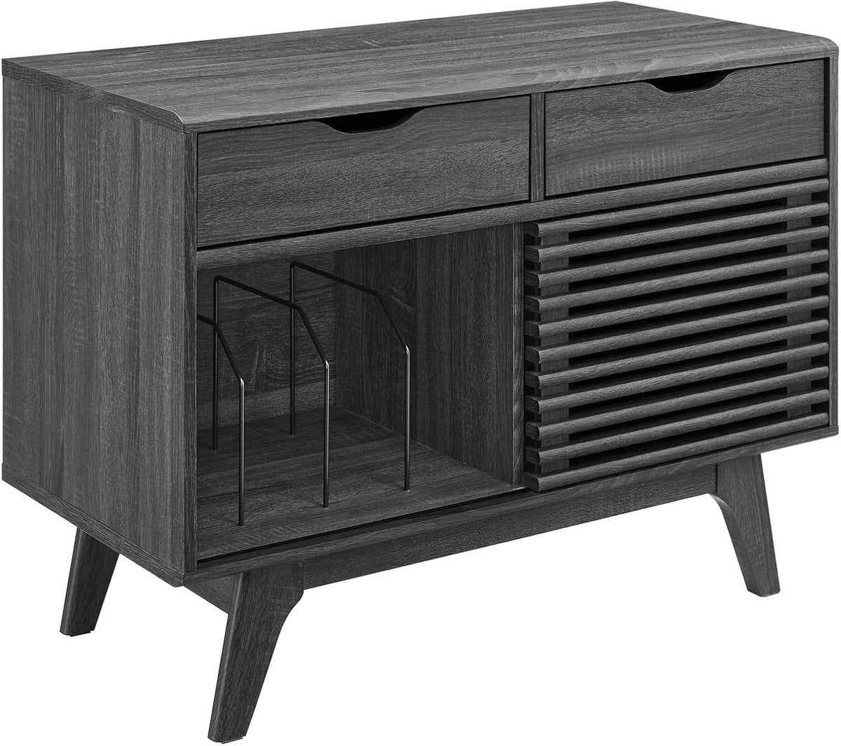 Charcoal Vinyl Record Display Stand with Drawers U369