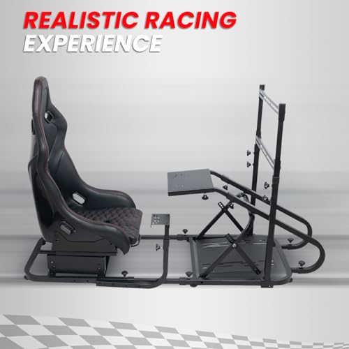 Racing Simulator Cockpit with Monitor Mount and Bucket Seat U58648