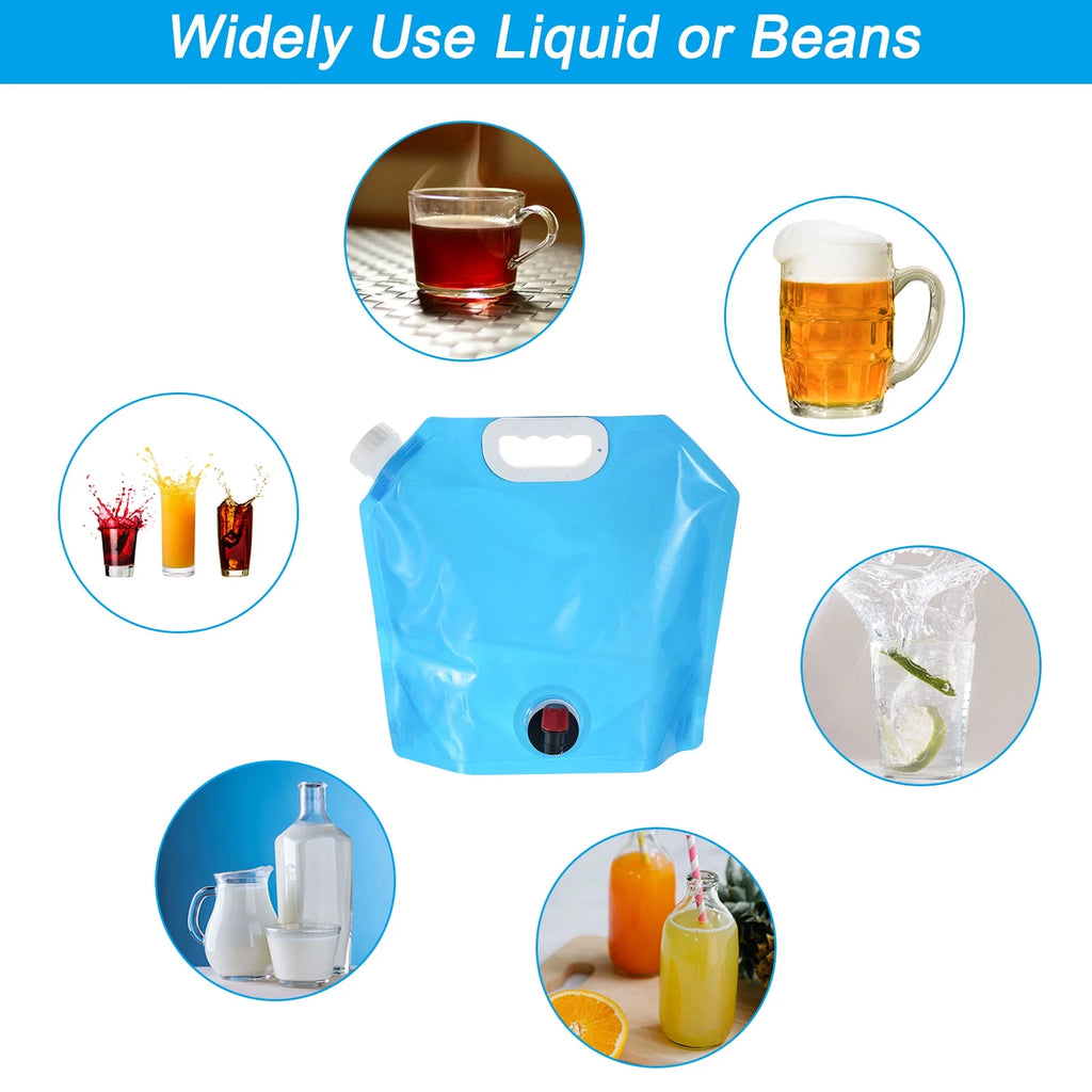 5L Collapsible Water Container Bag with Spigot, 3 Pack Blue A609
