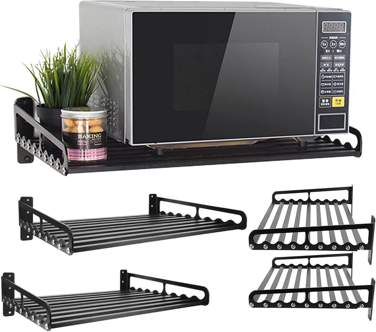 Black Wall Shelf for Kitchen Organizer J3105