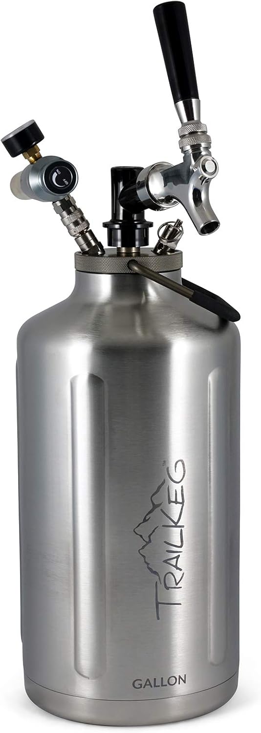 Stainless Steel Half Gallon Growler with Chrome Tap and Dual Stage CO2 Regulator W707932