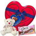 Milk Chocolate Candy Heart Tin, Milk Chocolate Bag and White Teddy Bear M501
