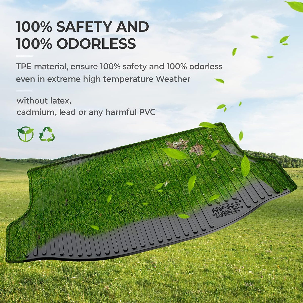 Black Rear Cargo Mat Trunk Liner Pack of 2 P842