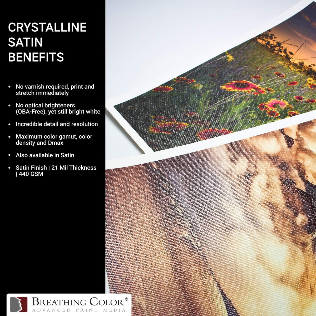 Crystalline Satin Bright White Poly-Cotton Inkjet Canvas 17in x 22in 25 Sheets F814