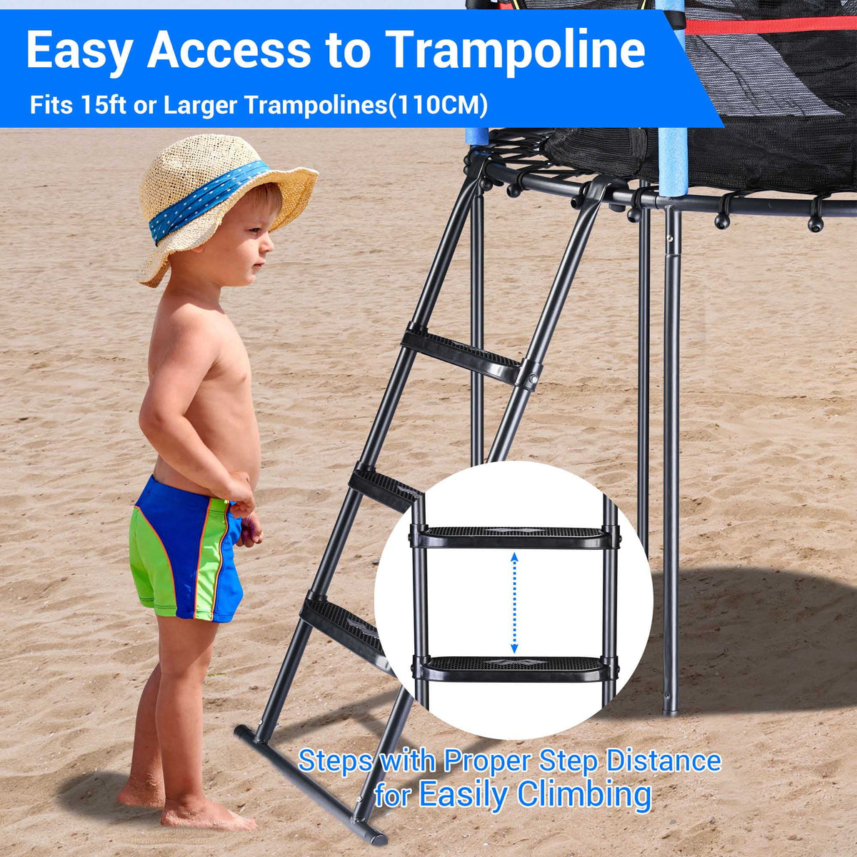 3 Step Trampoline Ladder with Shoe Bag A973
