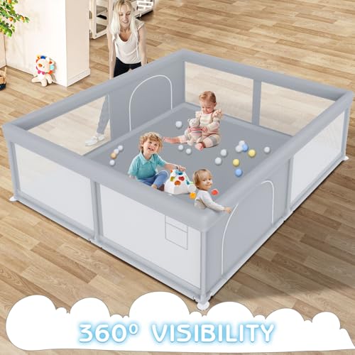 Large Baby Playpen 79x79 Inch Extra Large Kids Activity Center with Zipper Gates U44276