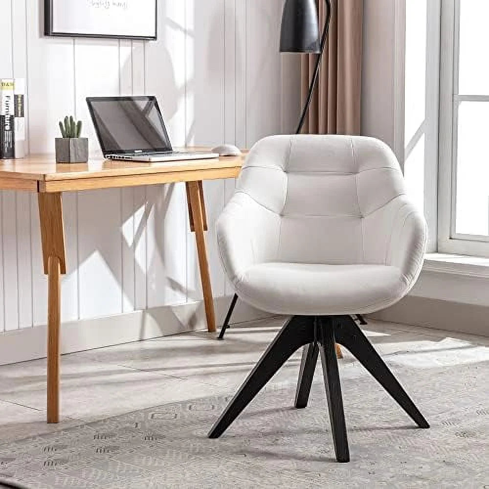 Light Grey Fabric Swivel Armchair with Black Oak Wood Legs A299097