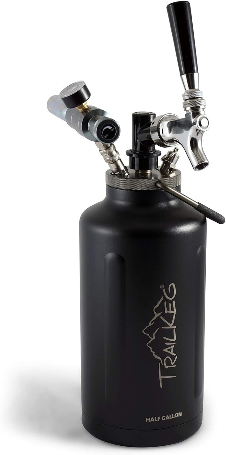 Stainless Steel Half Gallon Growler with Chrome Tap and Dual Stage CO2 Regulator W707932