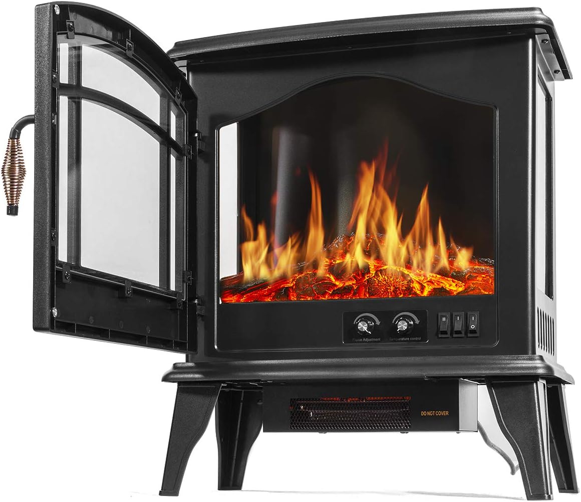 Black Freestanding Electric Fireplace Stove Heater G873