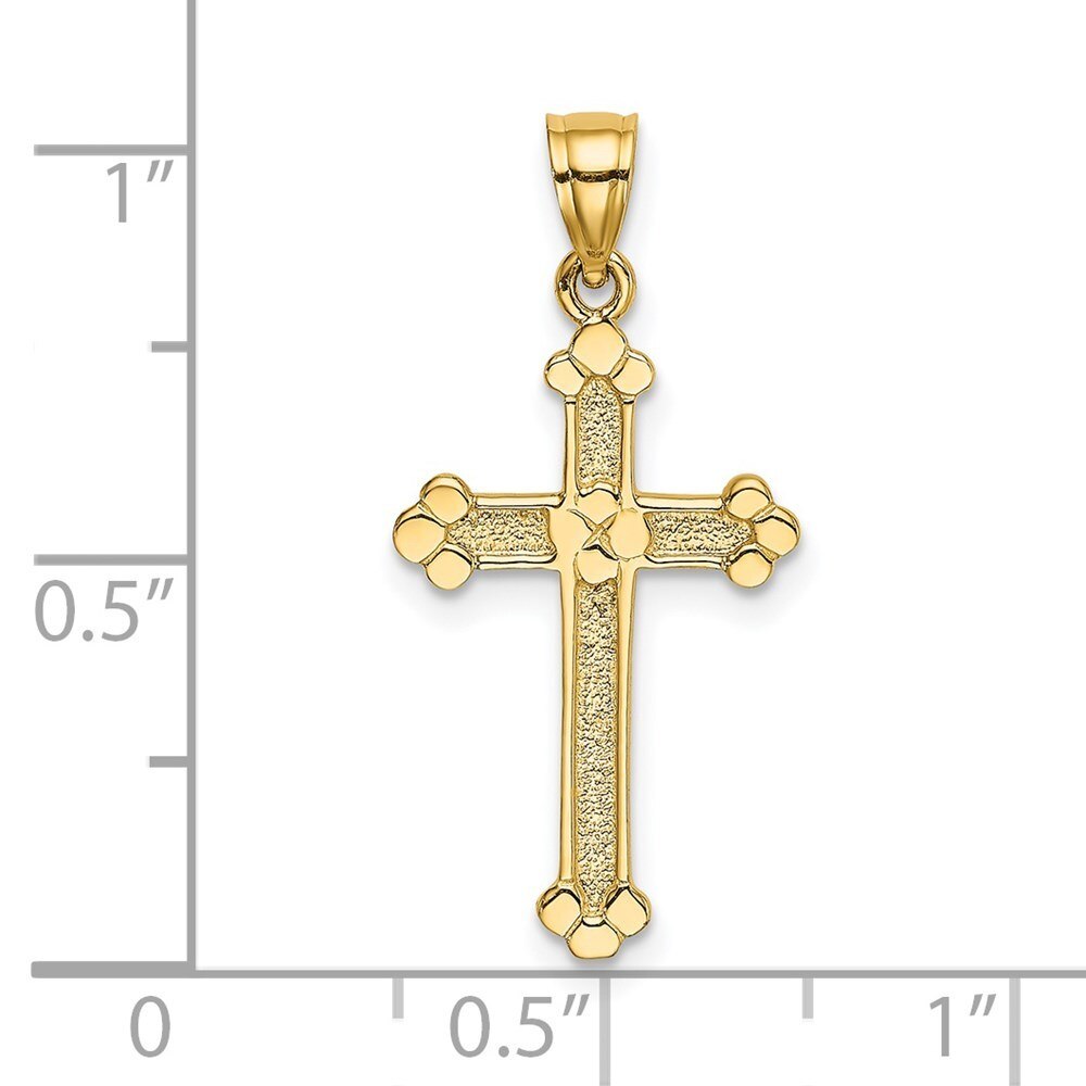 14k Yellow Gold Polished Engraved Solid Cross Pendant N580566