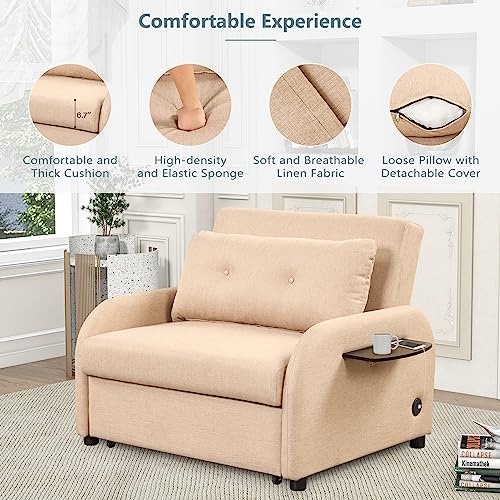 Teal 3-in-1 Single Sofa Bed Sleeper Chair P3513