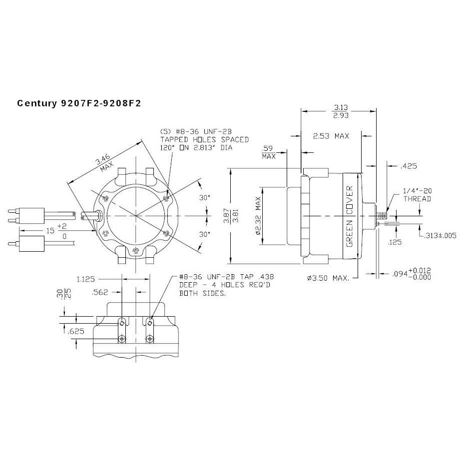 16 Watt 1550 RPM 115V Refrigeration Fan Motor C2960