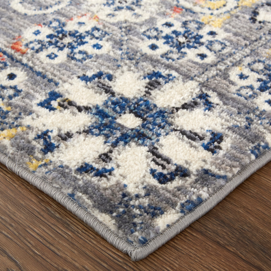 Ivory/Gray/Blue 6'-7" x 9'-6" Area Rug E281