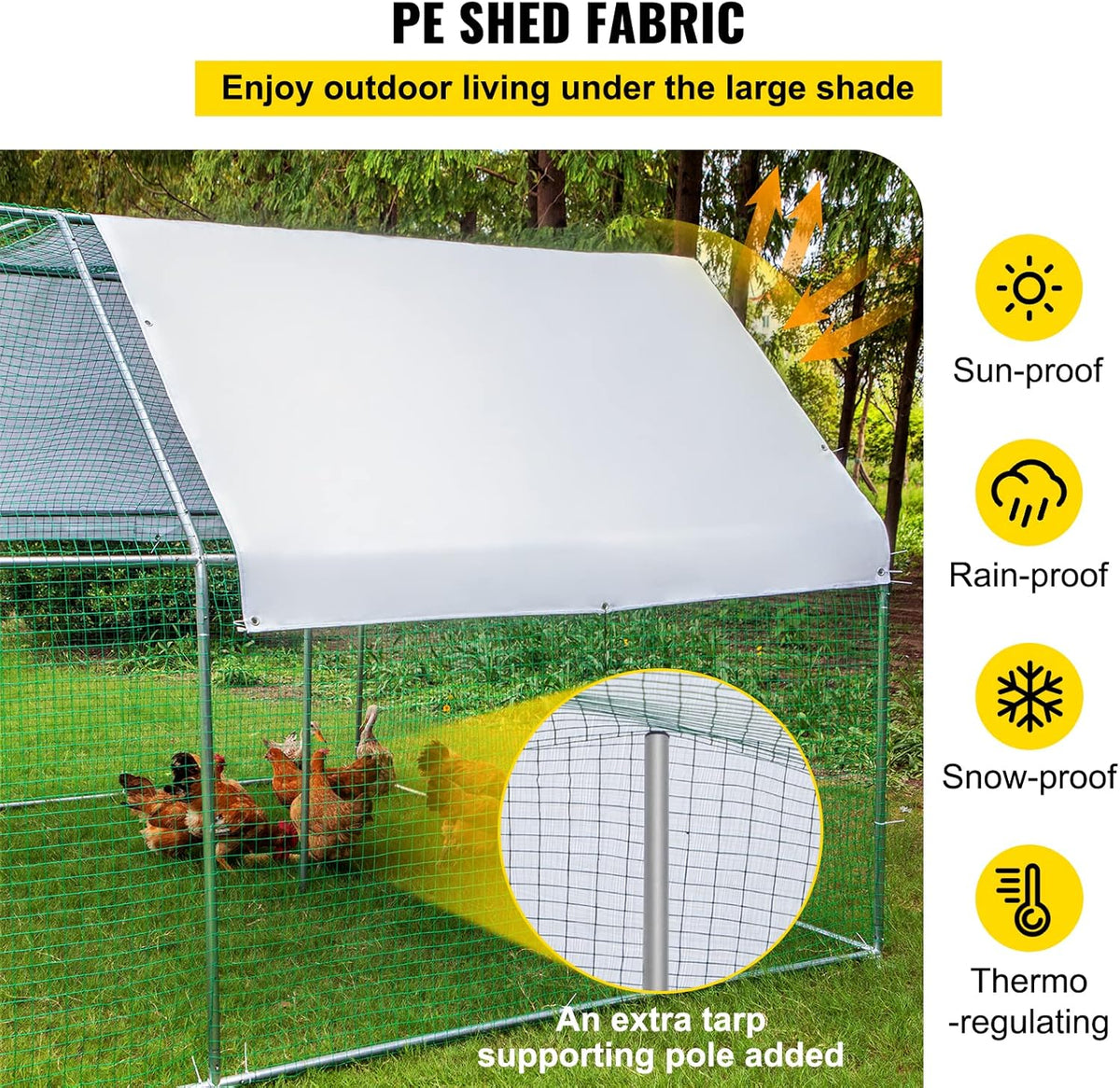 Large Metal Chicken Coop with Run, 12.8x9.8x6.5ft S34210
