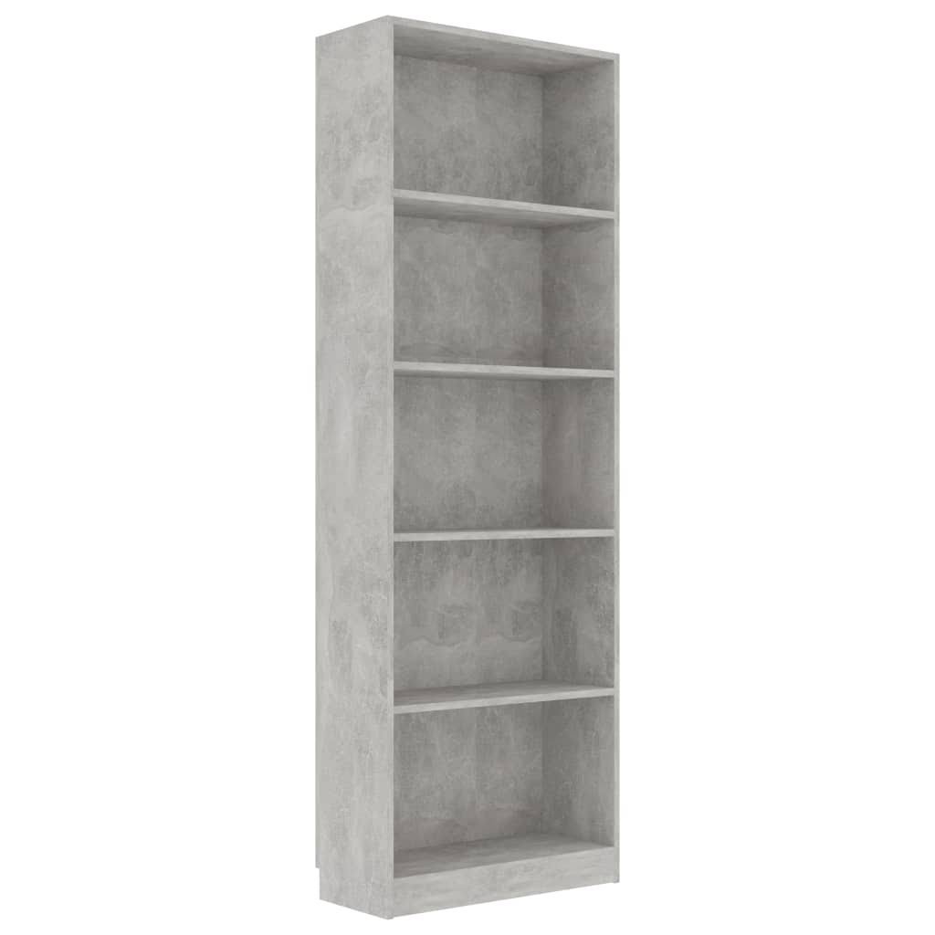 5-Tier Chipboard Book Cabinet Concrete Gray N155153