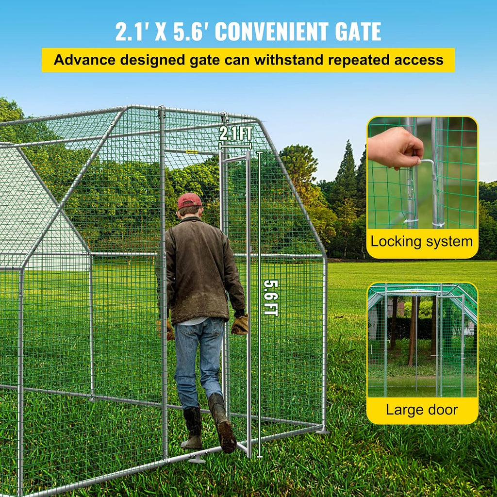 Large Metal Chicken Coop with Run, 12.8x9.8x6.5ft S34210