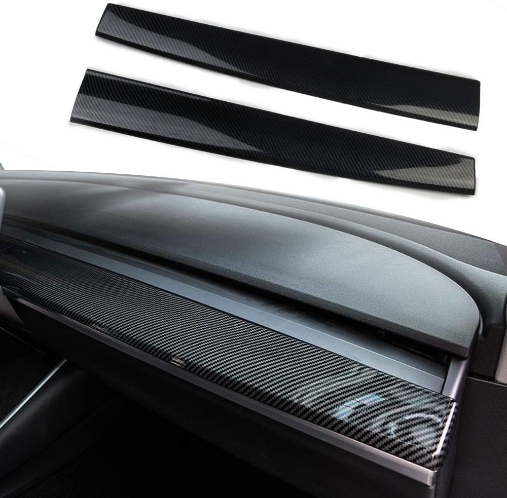 2Pcs Carbon Fiber Look Dashboard Panel Trim for Tesla Model 3 Model Y Z607