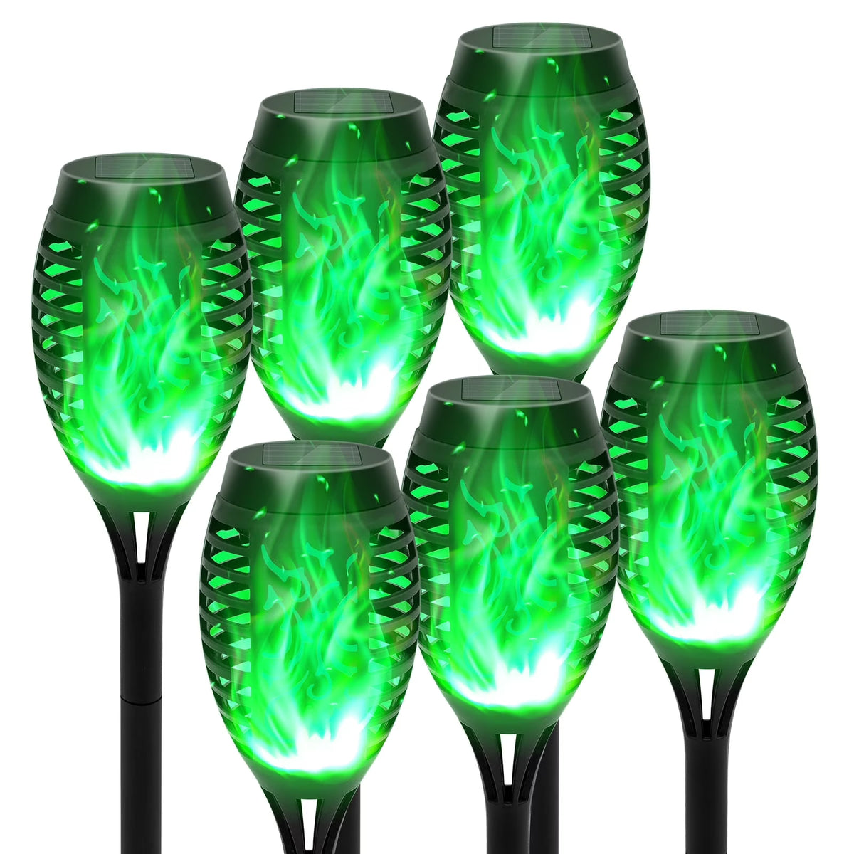 6-Pack Solar Waterproof Tiki Torch Lights P649615