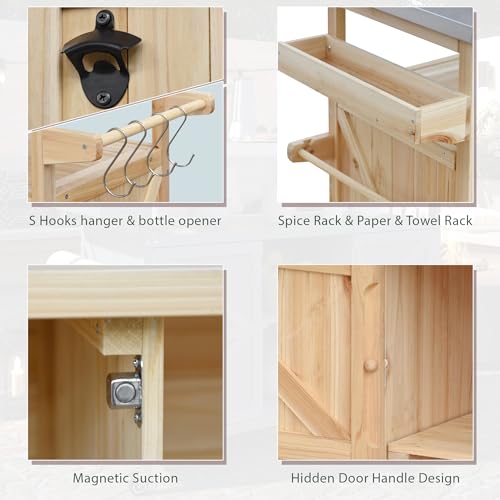 White Farmhouse Kitchen Island with Power Outlet, Drop Leaf, Spice Rack, Drawer, Rolling Cart on Wheels N521