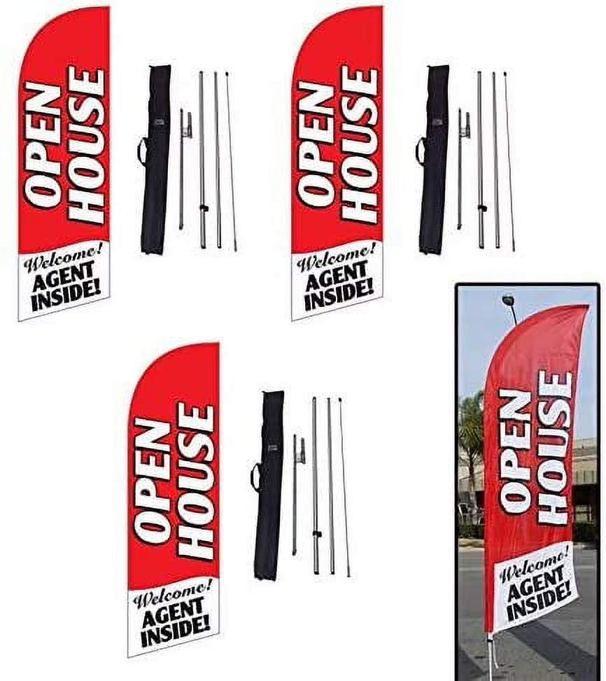 Red 8ft Feather Banner Flag Kit with Flag Poles L61586