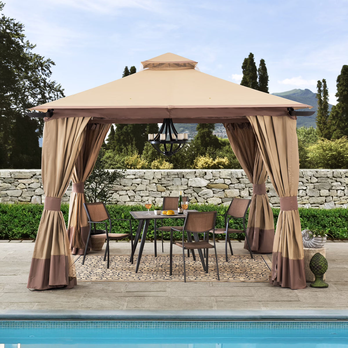 Steel Gazebo with 2-Tier Hip Roof T49866