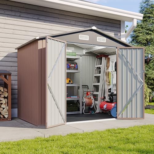 Black Galvanized Steel Triple Doors Lean to Shed B557