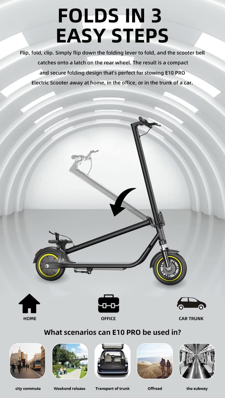 Electric Scooter Adults 500w Motor 25MPH 25 Miles 10" Tires Folding A867
