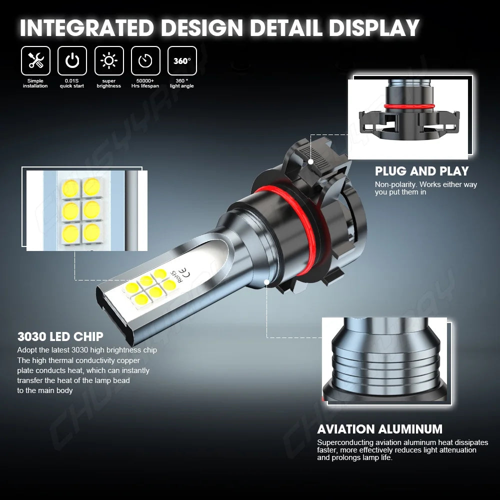 4x LED Headlight Hi/Lo Beam + H16/5202 Fog Light Bulb Kit U308751